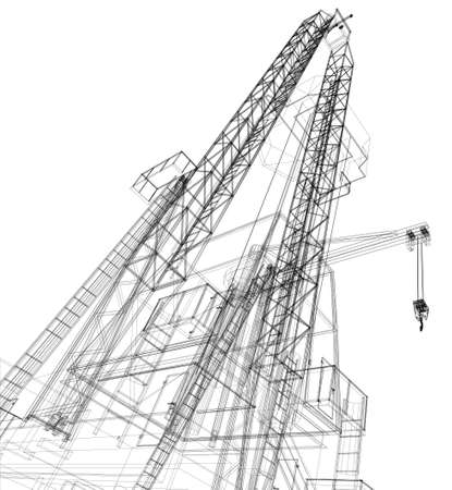 Oil rig. Detailed vector illustration isolated on white background. Vector rendering of 3dのイラスト素材