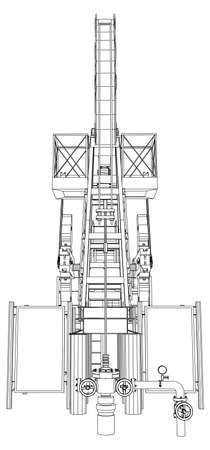 Oil pump jack. Detailed vector illustration isolated on white background. Vector rendering of 3dのイラスト素材