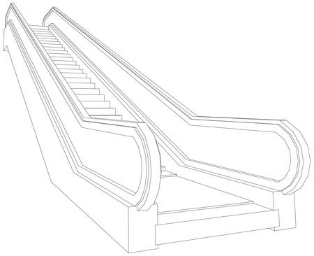 Wire-frame escalator. Vector illustration rendering of 3dのイラスト素材