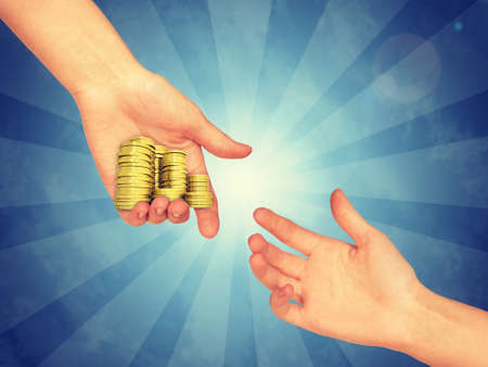 Borrowing lot of money. Abstract blue backround. Light with stripes