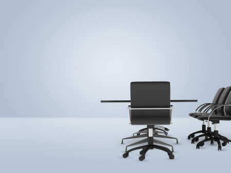 Office with furniture on right side of picture on empty backgroundの写真素材