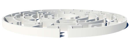 Closed Side view of maze with enter on white isolated backgroundの写真素材