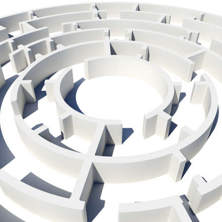 Top view of 3d model round labyrinth. Closed view. Isolated backgroundの写真素材