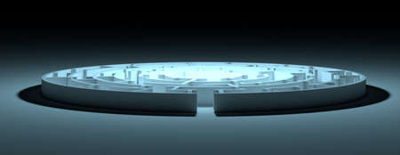 Side view of round shape of maze with enter. Solving problemの写真素材