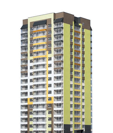 High rise building on isolated white background