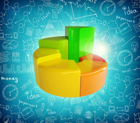 Colorful graphical chart on abstract blue background with different symbolsの写真素材