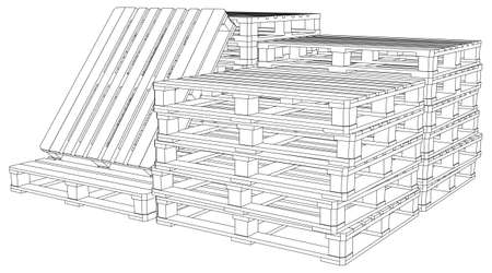 Set of pallets on isolated white background, vector imageのイラスト素材