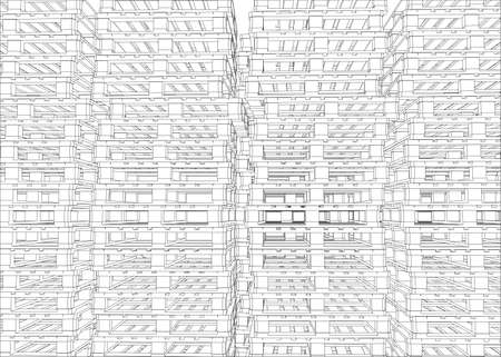 Stack of pallets, vector image, side and close-up viewのイラスト素材