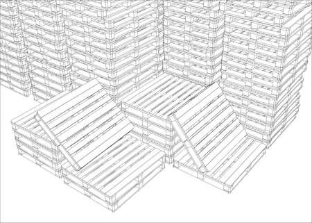Image of pallets on isolated white background, vector image. Top viewのイラスト素材