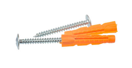 Two nails with caps on islolated white background, top view