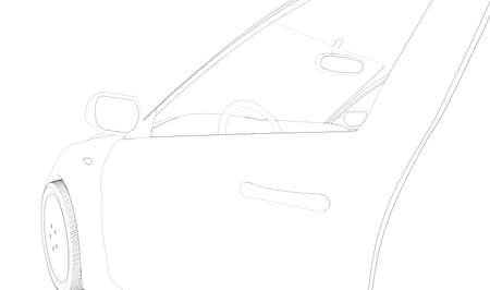 Graphic design of car model on isolated white background, close-up viewの写真素材