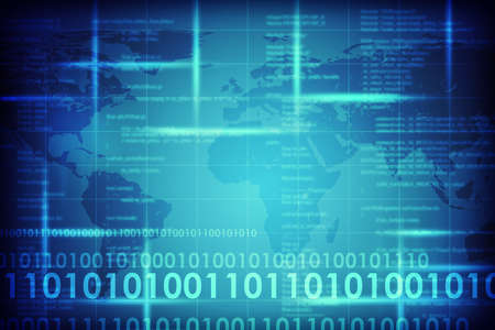 Abstract blue background with world map and numbers
