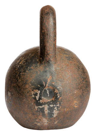 Iron weight with handle on isolated white backgroundの写真素材