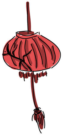 Drawn red lamp on white background, close-up view. Vector illustrationのイラスト素材