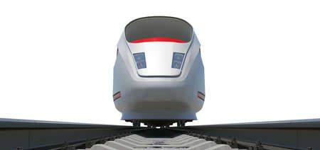 Long train moving with stripes on isolated white background