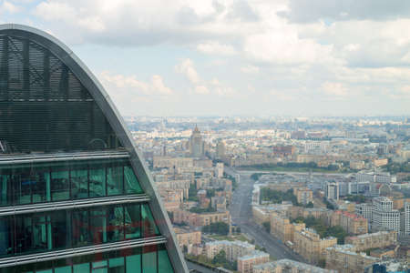 Urban scape with different size buildings, top viewの写真素材
