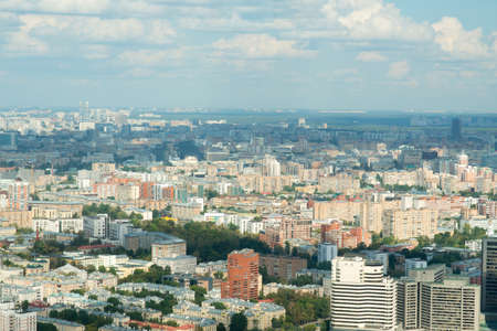 Cityscape with different size buildings, top viewの写真素材