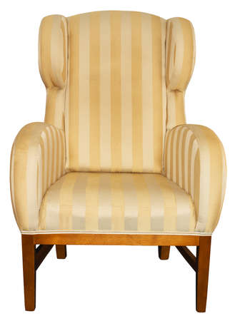 Armchair with stripes on isolated white backgroundの写真素材