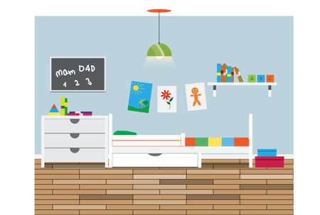 Children room interior with pictures. Vector illustrationのイラスト素材
