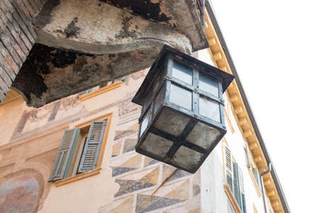 Street lamp with house, close up viewの写真素材