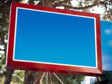 Colorful empty sign post in green forestの写真素材