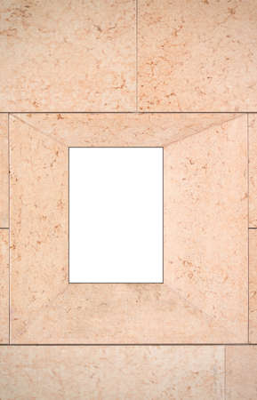 Blank square in wall and block stone roadの写真素材