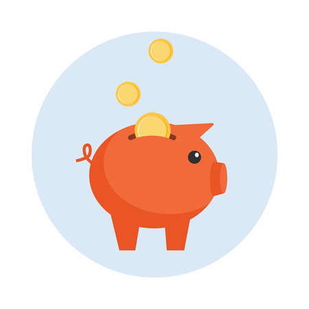 Drawn piggy bank on isolated white background, vector illustrationのイラスト素材
