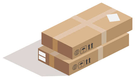 Two closed boxes on white. Vector illustrationのイラスト素材