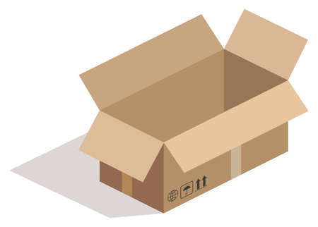 Open carton box on white. Vector illustrationのイラスト素材