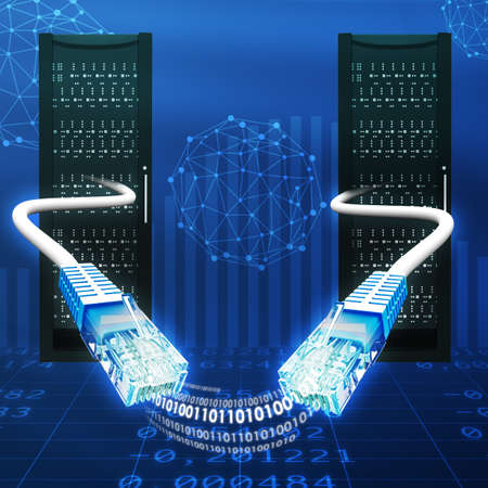 Abstract background with computer cables and numbers