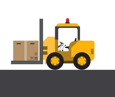Colorful transport with boxes on white and grey background. Vector illustrationのイラスト素材