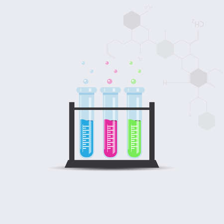 Colorful test tube with chemical chain. Vector illustrationのイラスト素材