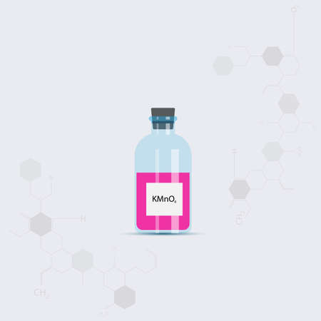 Acid bottle picture with chemical chain. Vector illustrationのイラスト素材