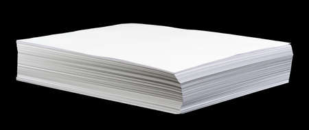 Blank white sheet of paper on isolated black background
