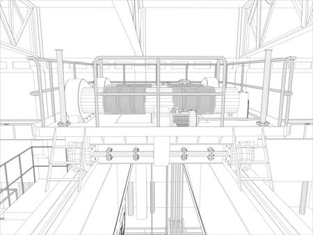Equipment for heating system on white, interior view. Vectorのイラスト素材
