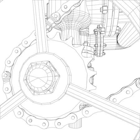 Picture of heat exchanger with shafts on white background, close up viewのイラスト素材