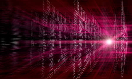 Purple Digital Abstract background with numbers and lightの写真素材