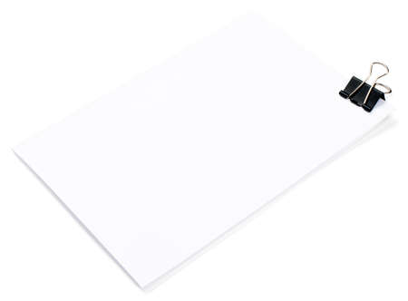 Clip and empty paper on isolated white background