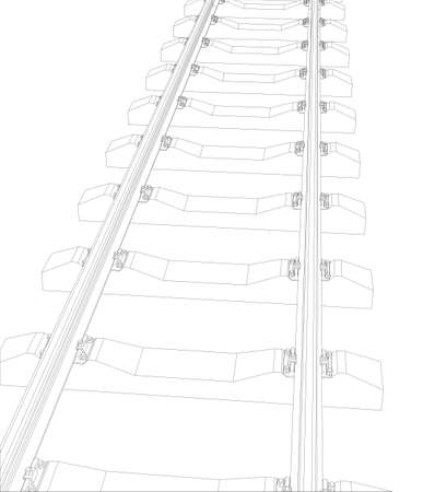 Railway picture on white background. Vector illustration, closeupのイラスト素材
