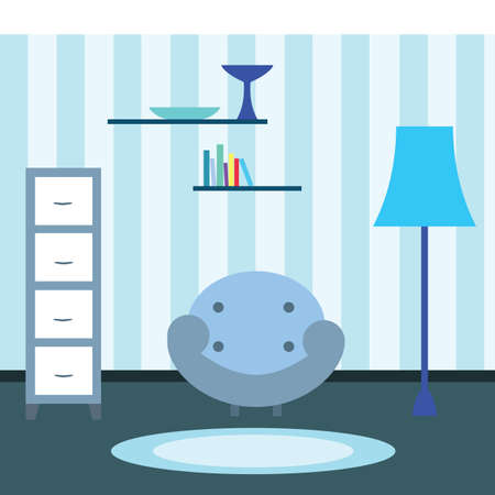 Interior view of living room, vector illustrationのイラスト素材
