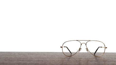 Glasses on table isolated on white baclground