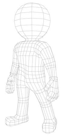 Puppet 3d man standing isolated on white background, vector illustrationのイラスト素材