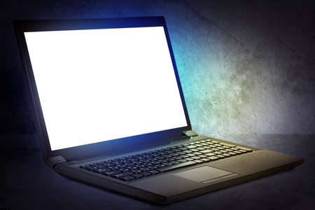 Open laptop with blank screen, internet conceptの写真素材