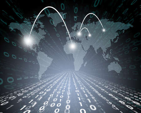 Abstract background with world map and numbers, technology concept