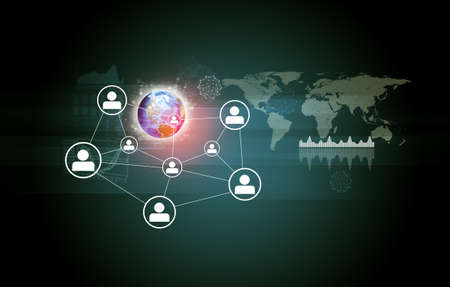 Earth globe with world map and numbers on grey, world connection concept. Elements of this image...