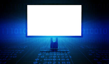 Monitor with blank screen and circles, technology conceptの写真素材