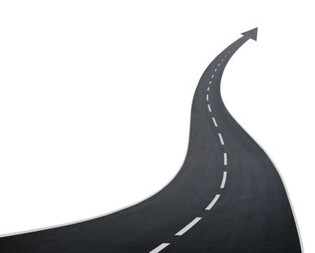 Road going up llike arrow isolated on white backgroundの写真素材