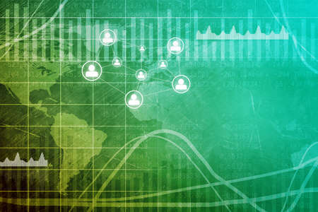 World map with graphical charts, technology conceptの写真素材