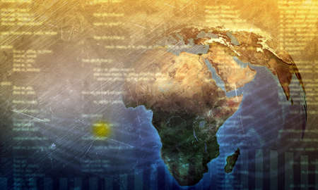 Earth globe with matrix, technology concept. Elements of this image furnished by NASAの写真素材