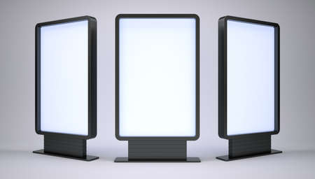 Banners with blank screen on white background. 3D rendering